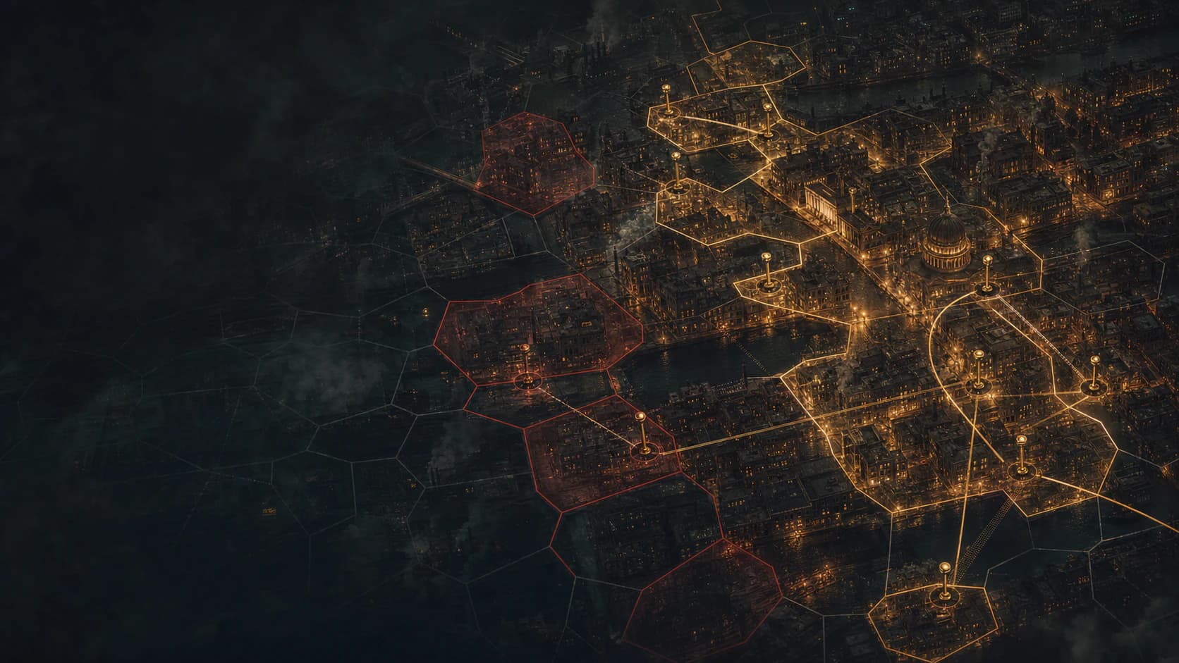 The Syndicate city map with connected territories